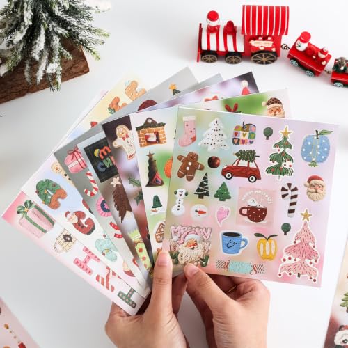 Image of Washi Stickers Set Vintage Aesthetic Sticker Book for Journaling, DIY Decorative Paper Sticker Decals for Bullet Journal Art Scrapbooking Diary Card Craft Gift Album (Christmas Style)