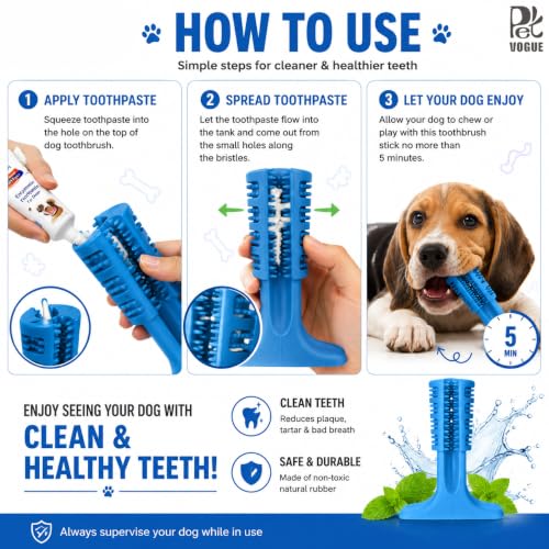 Image of PetVogue Dog Toothbrush Chew Toys Natural Rubber Dog Tooth Cleaner Stick Puppy Dental Care Brushing Toy - FOR SMALL DOGS