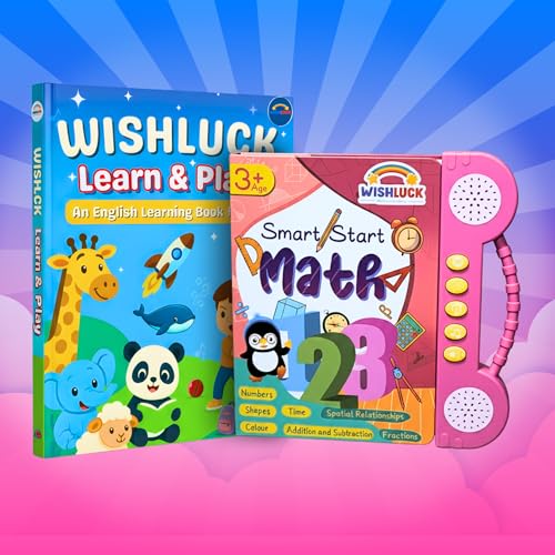 Image of Learn and Play Sound Book with Smart Start Math Talking Book for Kids Educational Audio Books for Toddlers Age 2 3 4 5 Early Learning Numbers Shapes English Learning Combo
