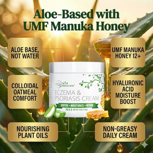 Wild Naturals Eczema & Psoriasis Cream for Dry, Itchy Skin – Eczema Relief for Adults & Kids – Moisturizing Psoriasis Cream with Manuka Honey