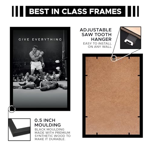Image of CodersParadise Boxing Legend Motivational Poster Frame | Premium A4 Framed Wall Art for Bedroom, Office & Gym | inchGive Everything inch Inspirational Athlete Decor for Fighters & Sports Fans