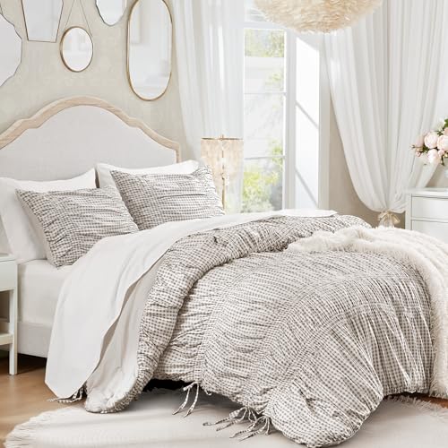 Image of Intelligent Design Ruched Shabby Chic Brown King Comforter Set, 3pc | Girls Bedding Set, French Country, All Season Down Alternative, Cozy, Machine Washable, Lightweight, Breathable