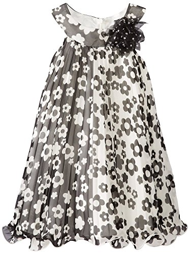 Bonnie Jean Little Girls' Daisy-Printed Contrast Crystal Pleat Dress
