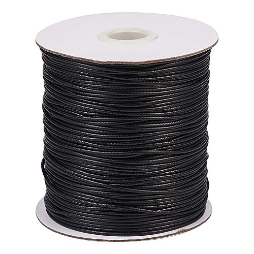 Cheriswelry Cuerda de poliéster coreano de 0,8 mm con carrete para joyas, manualidades, macramé, color negro