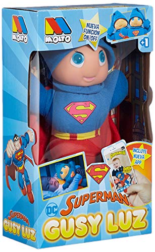 MOLTO Gusyluz® Superman | Peluche con Luz para Dormir | Juguete Bebe | Peluche de Aprendizaje | Muñeco Quitamiedos Infantil | Juguetes Educativos para Niños | A Partir de 12 Meses