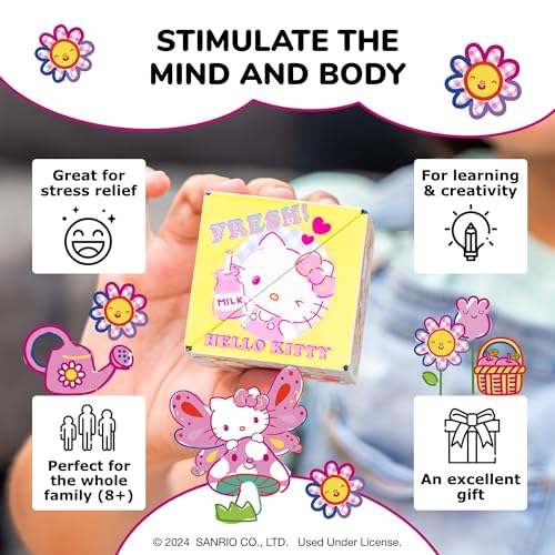 Image of Shashibo Hello Kitty Magnetic Puzzle Cube, Stress Relief Fidget Toy | 100+ Possible Shapes, Sensory Fidget Toy For Adults & Kids, Fun Shape Shifting Puzzle Box For All Ages