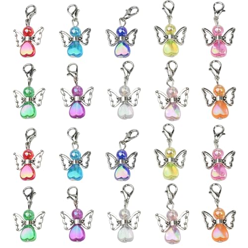 AYHYHLJZJ Lot de 20 pendentifs ange gardien - Mini cadeaux - Mini pendentif ange - Porte-clés ange gardien de qualité supérieure pour mariages, baptêmes,...