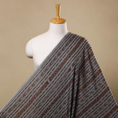 Image of Premium Sambalpuri Ikat Weave Pure Handloom Cotton Shirt Fabric - Authentic Odisha Traditional Tie-Dye Craft, Soft & Breathable Natural Cotton Material for Custom Tailoring, Casual & Formal Wear