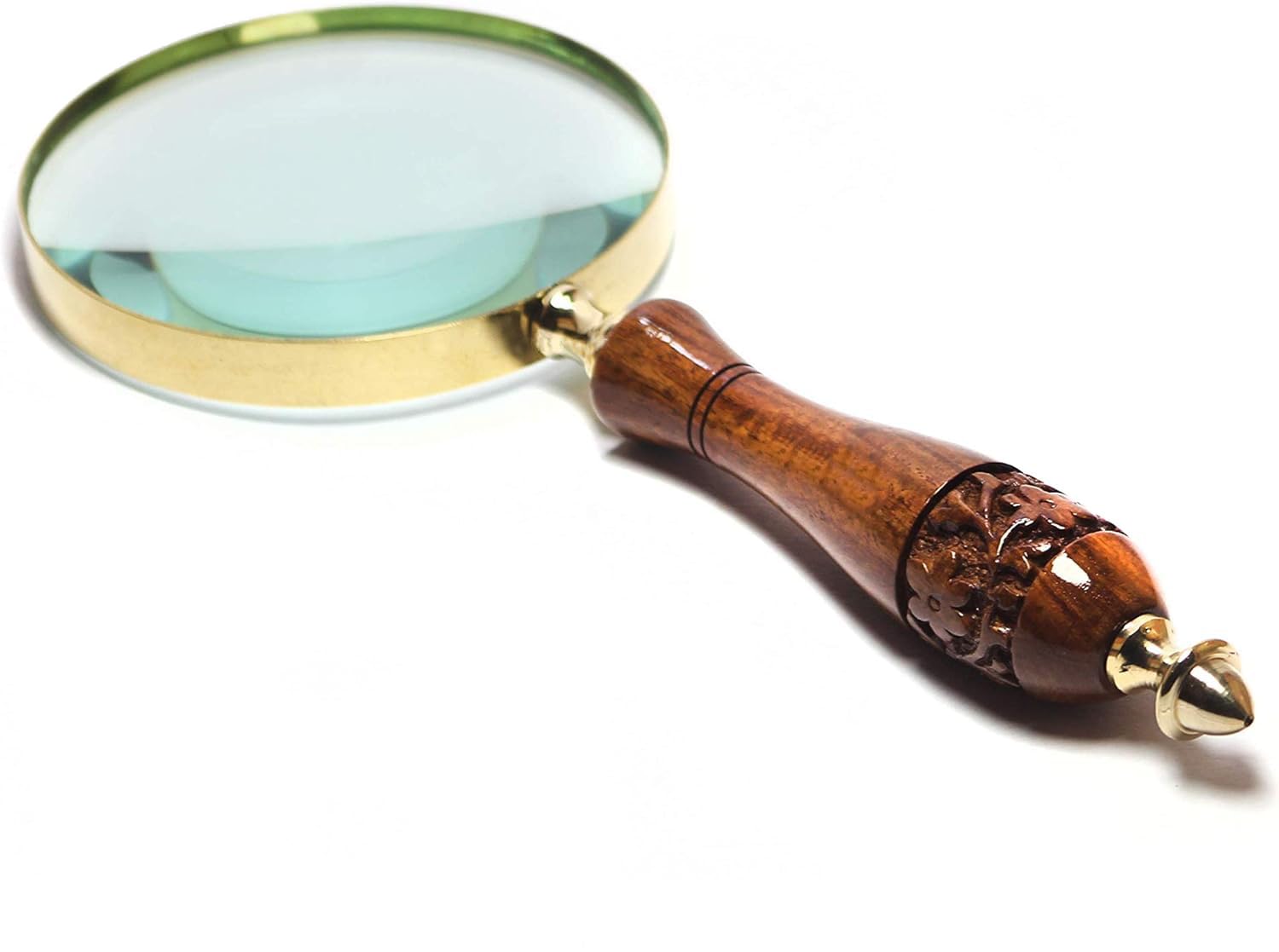 Antique Magnifying Glass 10X Reading Wooden Magnifier with Hand-Crafted Wooden Handle for Reading Book & Inspection - Image 2