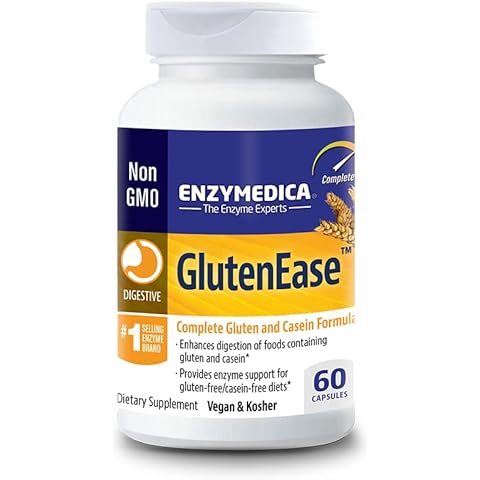 ENZYMEDICA - GlutenEase (60 Capsules) | Food Intolerance Digestive Enzymes Supplements | Gluten Digestive Enzymes Blend, Nutrient Supplements, Gut Health Supplement, Easy Digest, Vegan, Dairy Free Cover