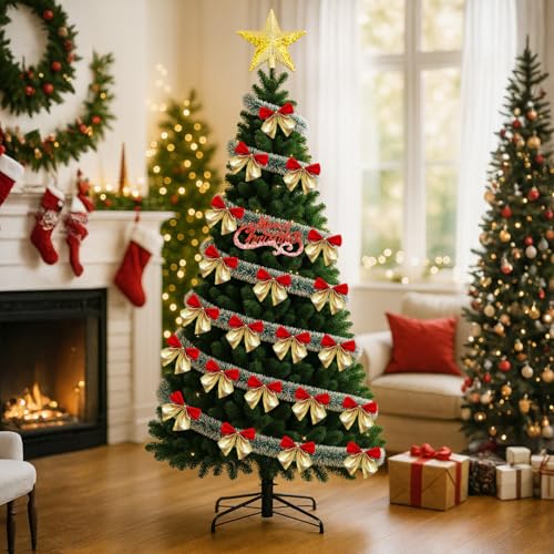 New King(ニューキング) クリスマスツリー 180cm 豪華800本高密度 リボン 星 飾りセット 組み立て簡単 [2]