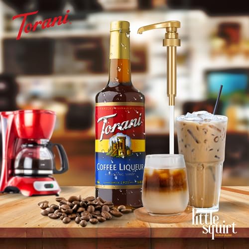 Torani Coffee Liqueur Flavoring Syrup With Little Squirt Syrup Pump, Glass Bottle 750Ml 25.4 Ounces #TOP1