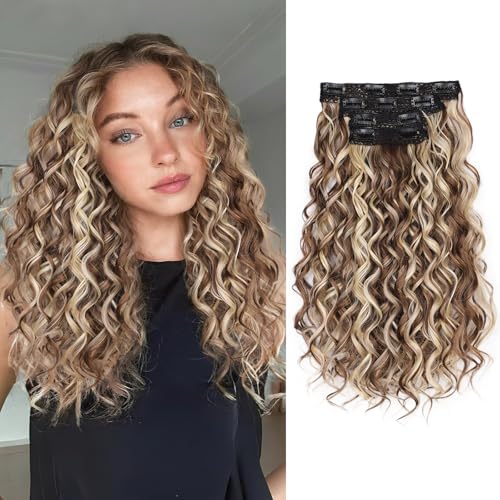 AISI BEAUTY 4PCS 16 inch Short Bouncy Curly Clip in Hair Extensions