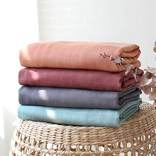 Lifetree Muslin Swaddle Blankets, Soft Solid 4 Pack Baby Swaddle Blankets Muslin Receiving Blanket Wrap For Boys & Girls, Large 47 X 47 Inches, Earthy Rust Color Baby Swaddling #TOP4