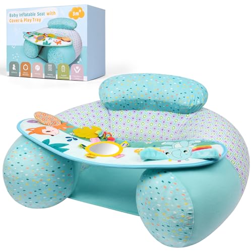 Alaoo Siège Gonflable pour Bébés,SièGe De Sol Gonflable pour Bébés de 3 Mois et Plus Siège de Canapé pour Bébé Soutien du Dos pour Nourrisson Chaise de Bébé Gonflable,Bleu