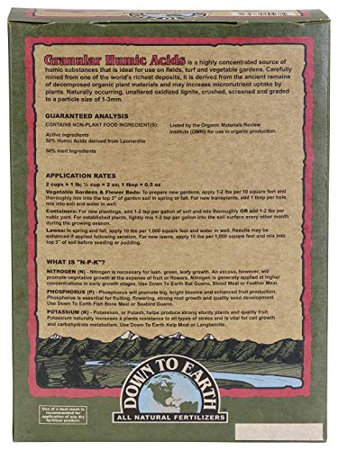 Down To Earth Organic Granular Humic Acids Fertilizer Mix, 5 Lb #TOP1