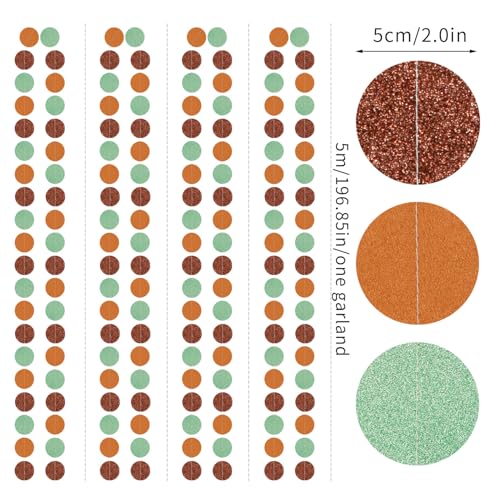Image of Boho Sage-Green Brown Party-Decorations Streamers-Garland - 52ft Fall Woodland Safari Baby Shower Hanging Paper Banner,Rustic Wedding Birthday Garden Neutral Jungle Halloween ThanksgivingDecor Hugfond