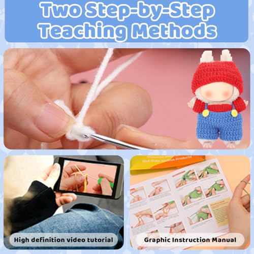 Image of Fancyku Crochet Kit for Beginners, 4 and 6 Inch Figures, Mario