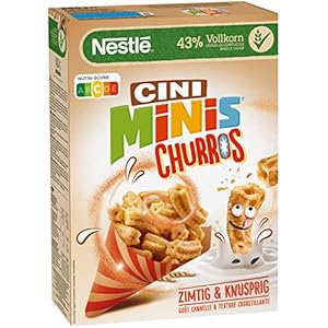 Nestlé CINI MINIS Churros Frühstücks-Cerealien mit 42% Vollkorn-Anteil, 1er Pack (1x360g)