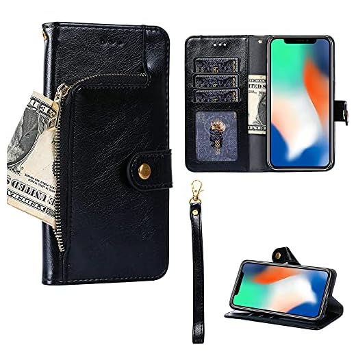 Oujietong Flip Case for TracFone Alcatel Raven LTE | A574BL Case Phone Stand Cover LBB-A1