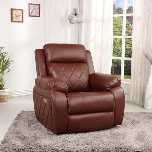 Image of Solis Royale 1 Seater Recliner Sofa Chair | Motorized Recliner Lounge Sofa Chairs for Relaxing | Comfortable Cushioned | Living Room, Bedroom, Office (Relaxyard - Brown, Relaxyard - Leatherette)