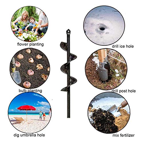 Auger Drill Bit, Steel Gardening Earth Auger Hole Digger for Planting Bedding Bulb Seedlings Plant Auger (1.6”x18”) - Thumbnail 3