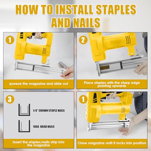 Cordless 18GA Brad Nailer for Dewalt 18V 20V Max Battery, 2 in 1 Electric Nailer Stapler with 500 Nails and 500 Staples, 80 Shots/Min, for Home Improvement, Woodworking (No Battery) 4 Cordless 18GA Brad Nailer for Dewalt 18V 20V Max Battery, 2 in 1 Electric Nailer Stapler with 500 Nails and 500 Staples, 80 Shots/Min, for Home Improvement, Woodworking (No Battery) - Image 4