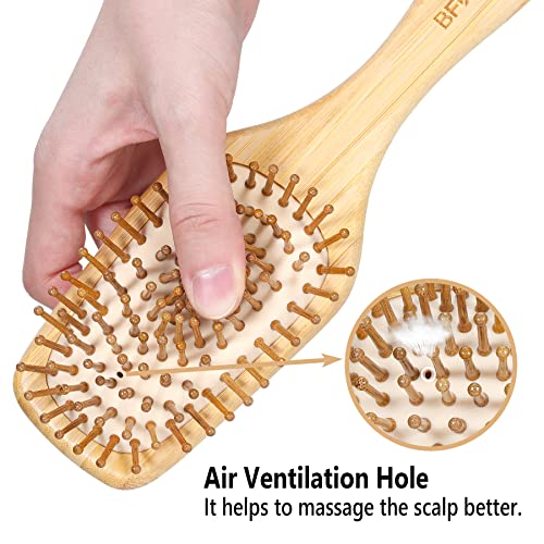 Bfwood US-BFW-6069 Bamboo Hair Brush With Paddle - Rounded Wood Bristles For Detangling And Gently Massaging Scalp By Bfwood, Reduces Frizz And Static thumb #3