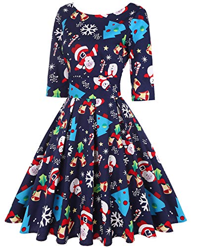 Image of MINTLIMIT Women's 1950s Retro Vintage Cocktail Party 3 /4 Sleeve Swing Dress