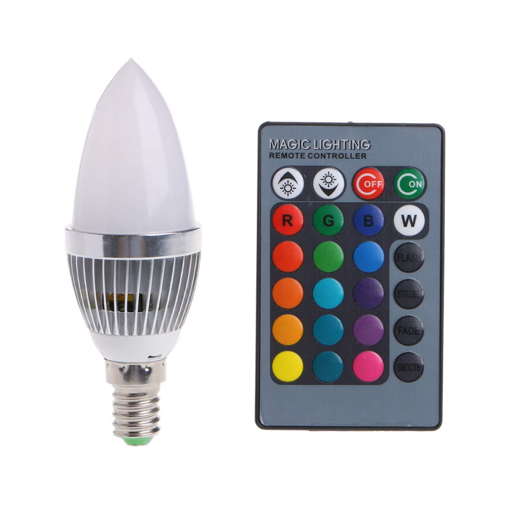 Guangzhou Milk White E14 3W Rgb Led 15 Colors Changing Candle Light Bulb Lamp W/Remote Control Ac85-265V Milky White Bulb