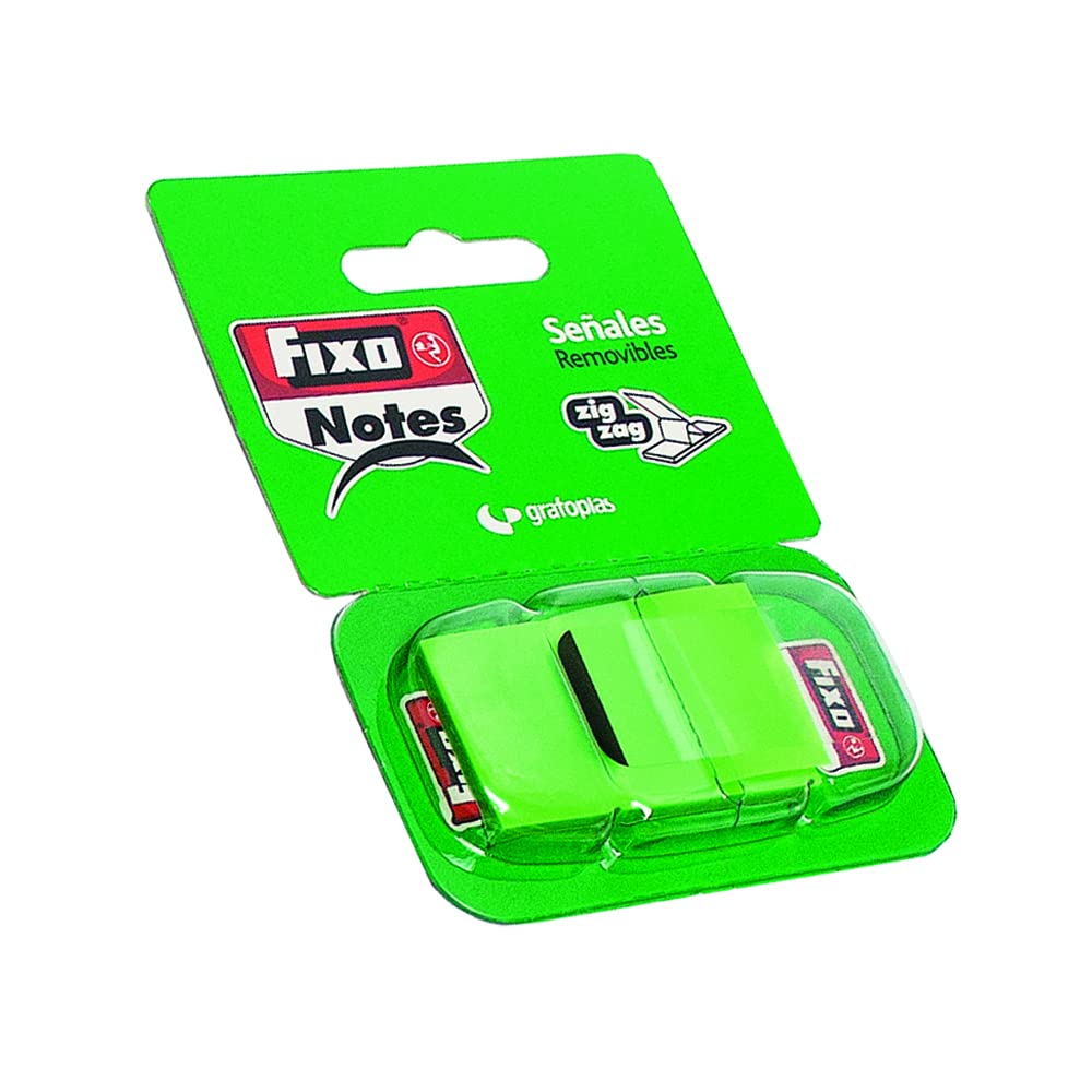 Fixo Notes 65006620 Adhesive Markers with Dispenser, Green, PET, 25 x 43 mm
