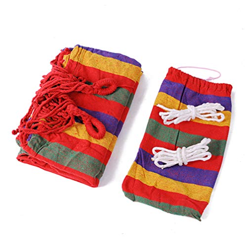 Generic 1Pcs Double Hammock Thickened Hammock Camping Outdoor Canvas Indoor Hammock Portable Garden Tree Hammock With Two Bind Ropes Bag Packing 2 Person Hammock 280X150Cm #TOP2