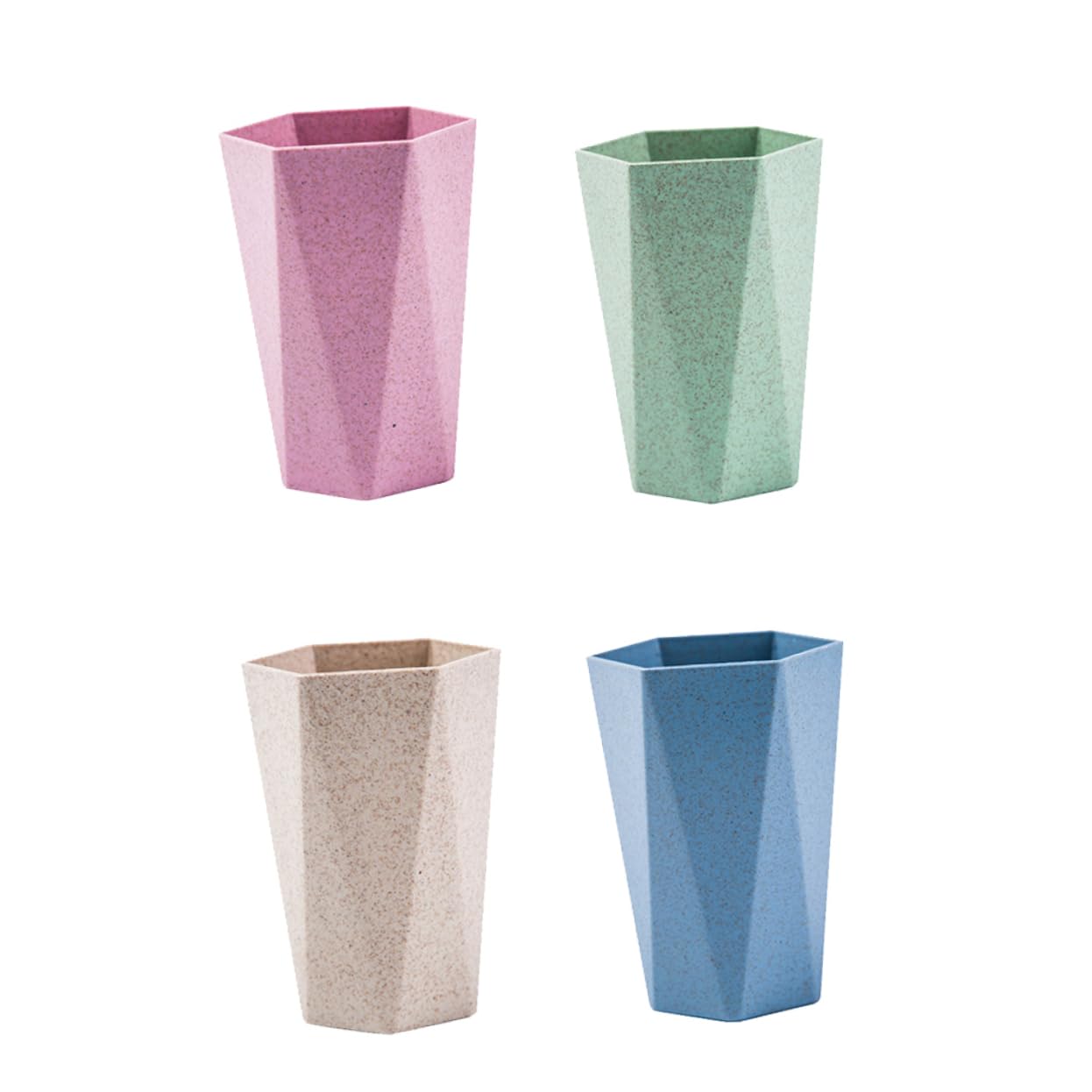 CONGARTENO 4pcs Rhombus Toothbrush Tumbler Set Stylish Bathroom Mouthwash Cups for Home Kitchen Travel Simple Design Portable Drinking Cup