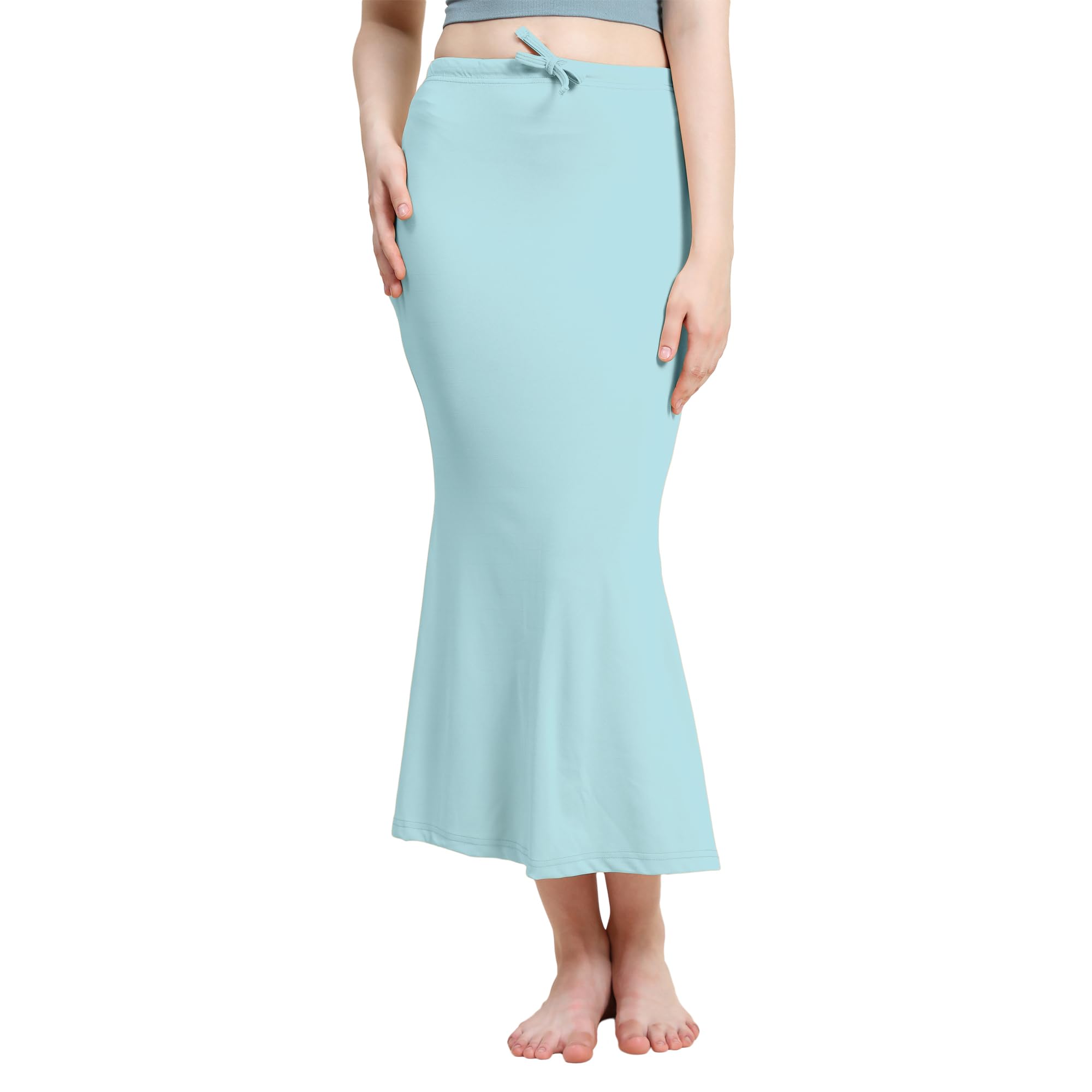 Laavaan Women's Fishcut Saree Shapewear, Petticoat, Skirt, Comfortwear (shapewear-aqua-light-s-03)