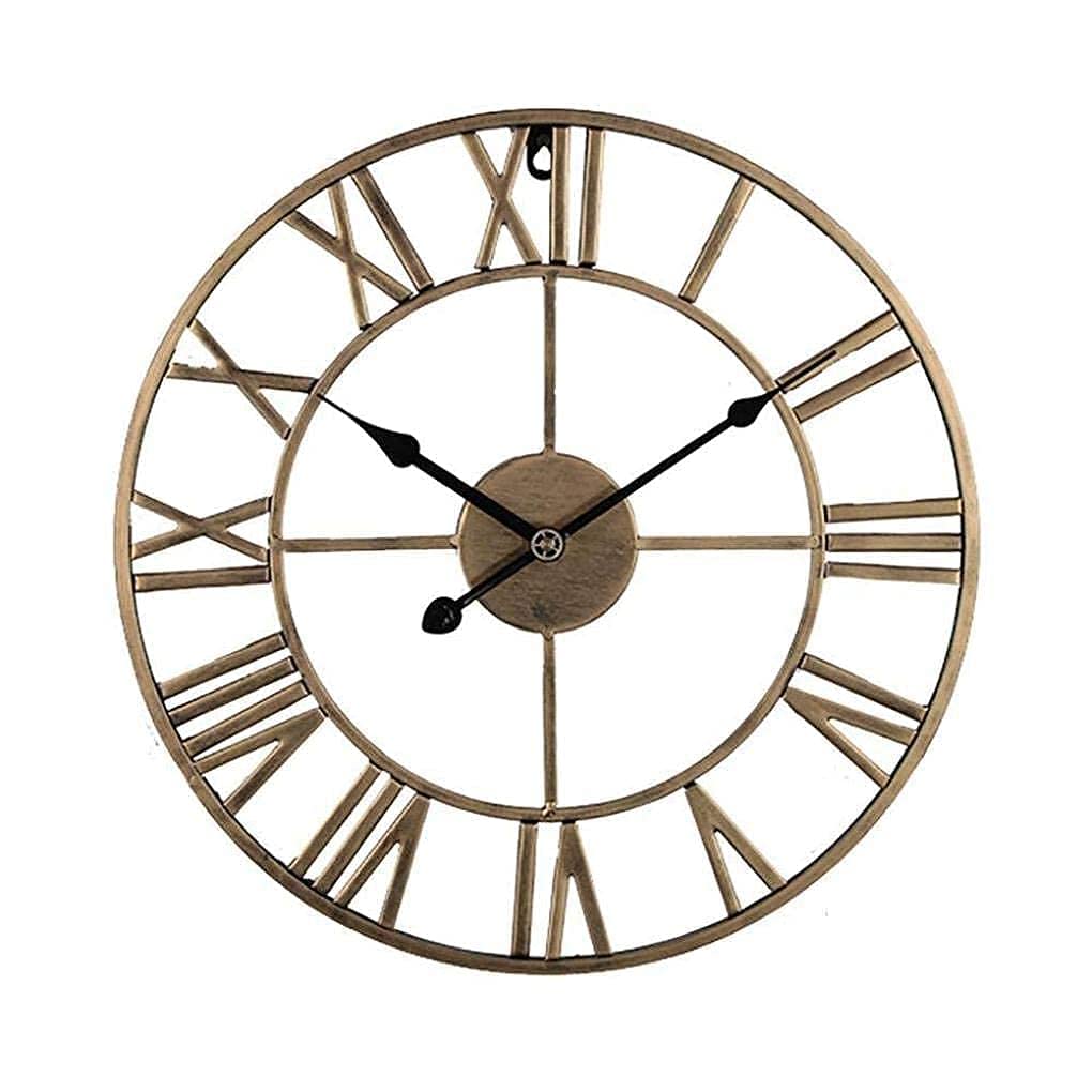 MYUYEE Outdoor Wall Clock, Retro Garden Wall Clocks Outdoor Iron Garden Ornaments Outdoor, Roman Numeral Precise Timing Antirust Durable