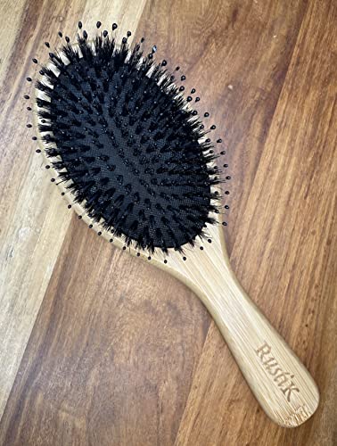 Boar-Bristle-Oval-Hair-Brush-by-RustiK-Bamboo-Eco-Friendly-Detangling-Nylon-Soft-Pin-Scalp-Massaging-Anti-Static-Paddle-Brush-Woodcrafted-For-Men-and-Women