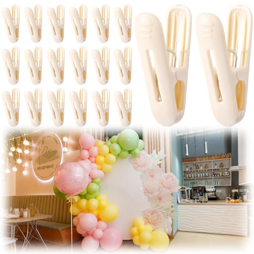 Image of LemonRoad 20 Pack Balloon Arch Clips Plastic Spring Clamps 2.4 Inch Heavy Duty Clip for Balloon Arch Kit Birthday Decoration Crafts Backdrop Woodworking Photography Studios (Milky White)