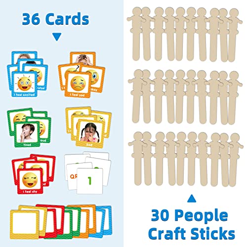 image for ALSLEA Express Your Feelings Chart with 36 Cards Emotions Pocket Chart