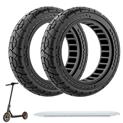 OUXI 10X2.125 Off Road Reifen für Elektroroller Ninebot F20/F30/F40/F65, 10 Zoll Vollgummireifen für Vorder- und Hinterrad Vollgummireifen für Elektroroller Tubeless(Schwarz 2 Stück)