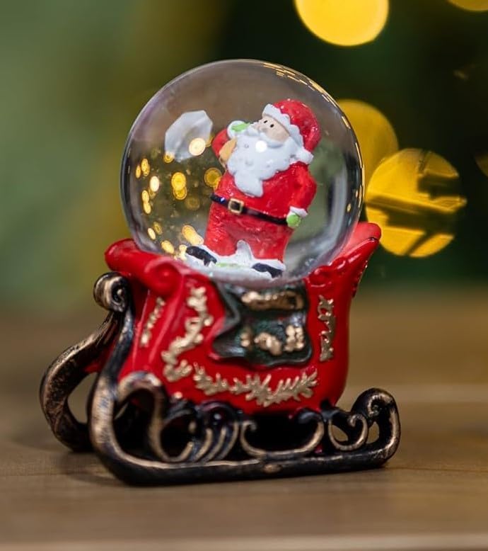 Marco Paul 13cm Christmas Santa LED Snow Globe Battery Powered Glitter Shaker with Colour Changing LEDs Small Festive Ornament Xmas Tabletop Decoration and Gift Idea for Home
