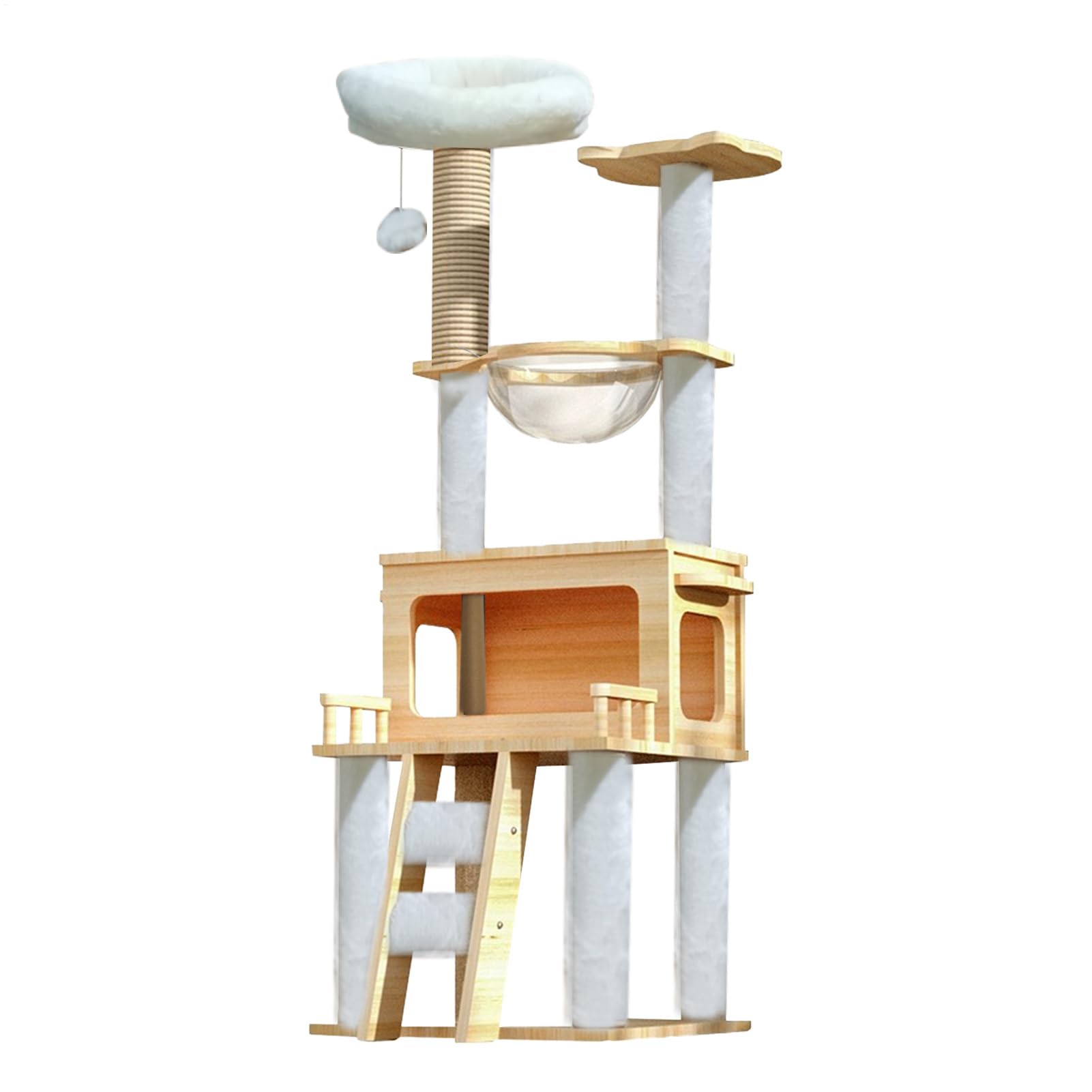 Cat Scratching Post Tree - Tall Cat Tower with Clear Hammock - Pet Supplies, Cat Condo, Modern Cat Tower for Indoor Kittens Cats Sleeping Climbing