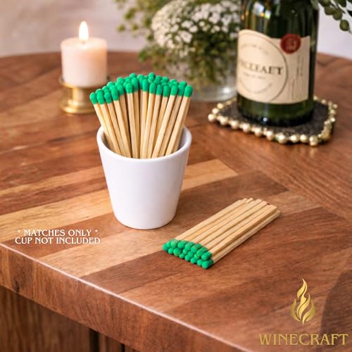 Image of 500 Count | 3 inch Green Matches | Strikers Included | Color Tip Wooden Match | Refill for Matchstick Jars, Candle Display, Holders & Bottles | 4 in inches Long