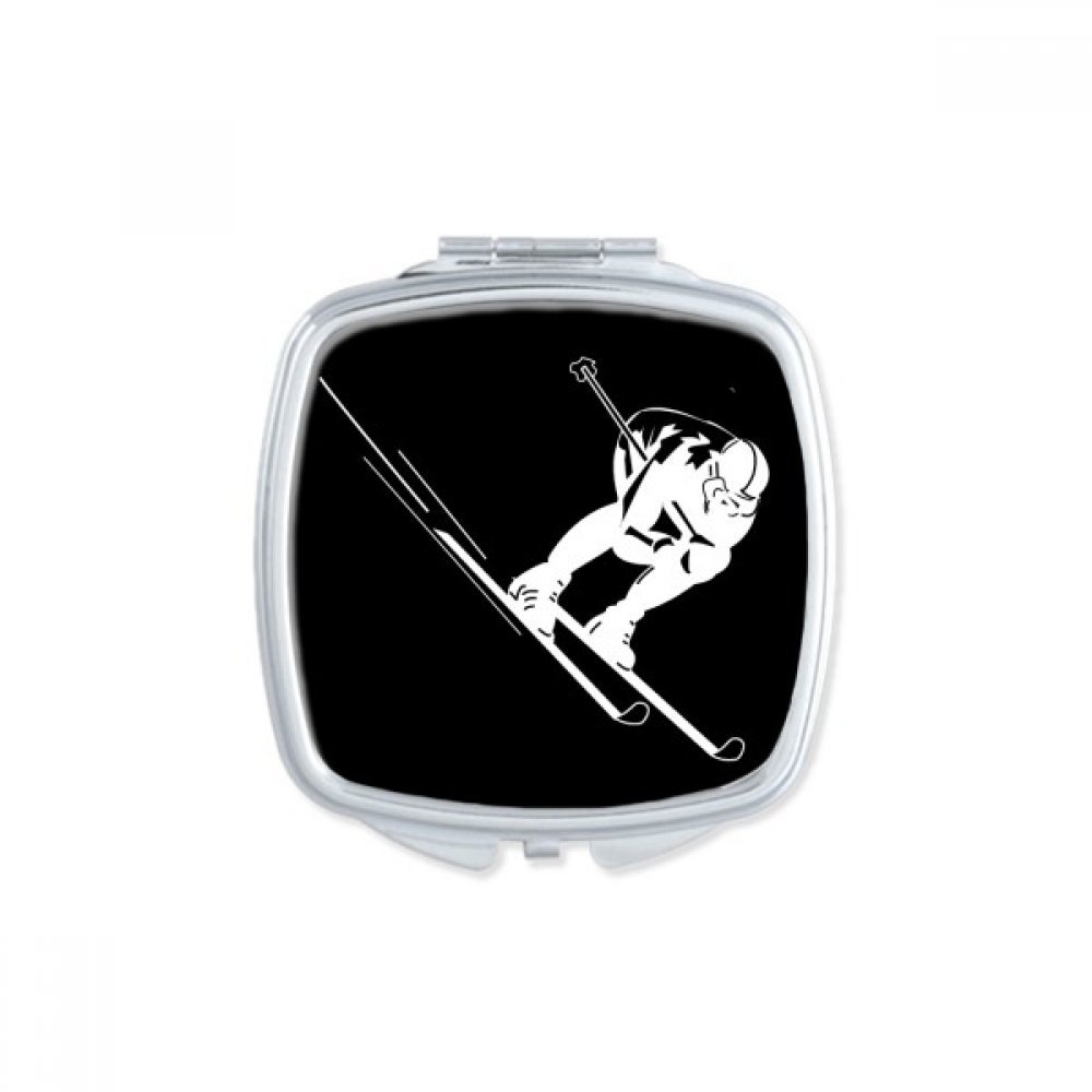 Miroir de poche ski silhouette miroir compact carré pour retouches sur les pistes