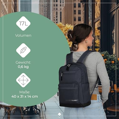 Travelite Handgepäck Rucksack mit gepoltertem Laptopfach, Laptop Rucksack 13 Zoll, KICK OFF, Tagesrucksack für Urlaub und Sport, 40 cm, 17 Liter