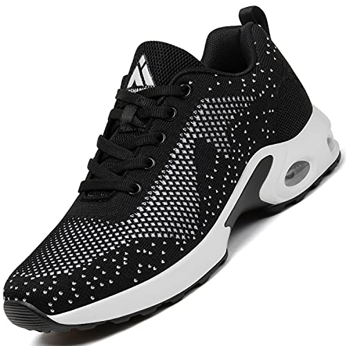 Mishansha Air Laufschuhe Damen Sportschuhe Dämpfung Walkingschuhe Frauen rutschfest Turnschuhe Leichte Straßenlaufschuhe Schwarz 282, Gr.35 EU
