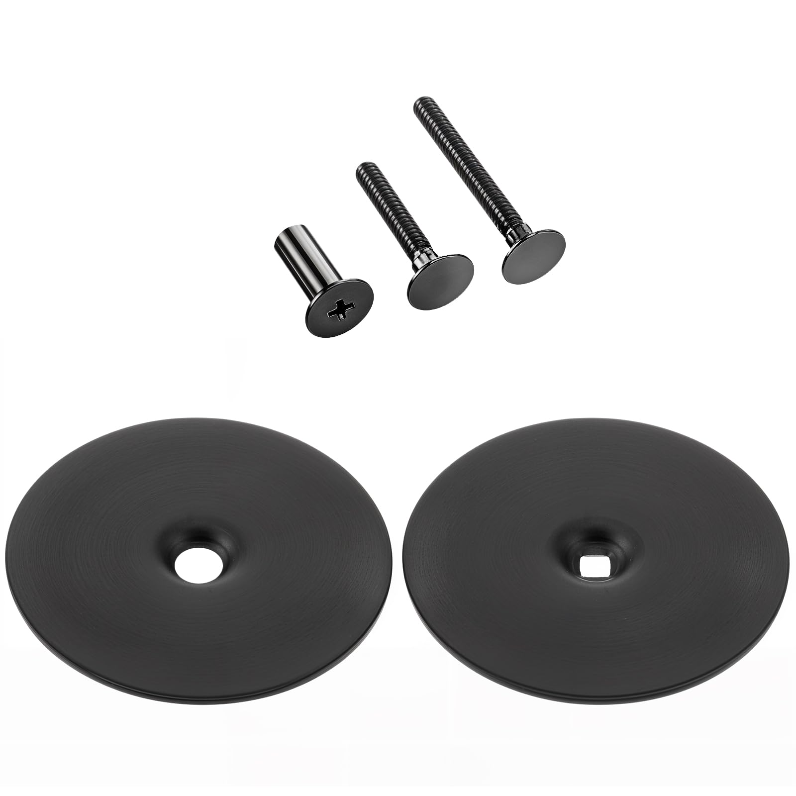 YBEATY Doors Hole Cover Plate Door Knob Hole Cover Plat 2.55 inches Diameter Round Door Holes Filler Plates 3.1cm and 4.2cm Screws Repair Locks and Doors Holes for Home Security Matte Black