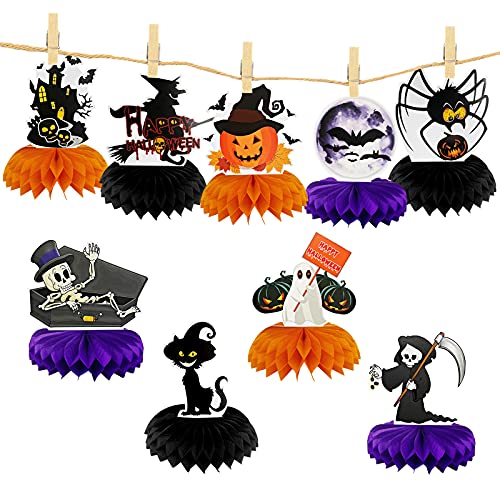 現金特価 Sosolong ハロウィンパーティーデコレーション 9ピース ホームインテリア 暖炉マントル ハロウィンバナー テーブルデコレーション センターピース ハロウィンハニカム パーティー用センターピース