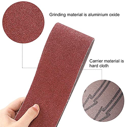 Coceca 3X18 Inch Sanding Belts, 21 Packs Belt Sander Paper Aluminum Oxide Sandpaper (Assorted 3 Each Of 40 60 80 120 180 240 320 Grit) For Sander Woodworking #TOP3