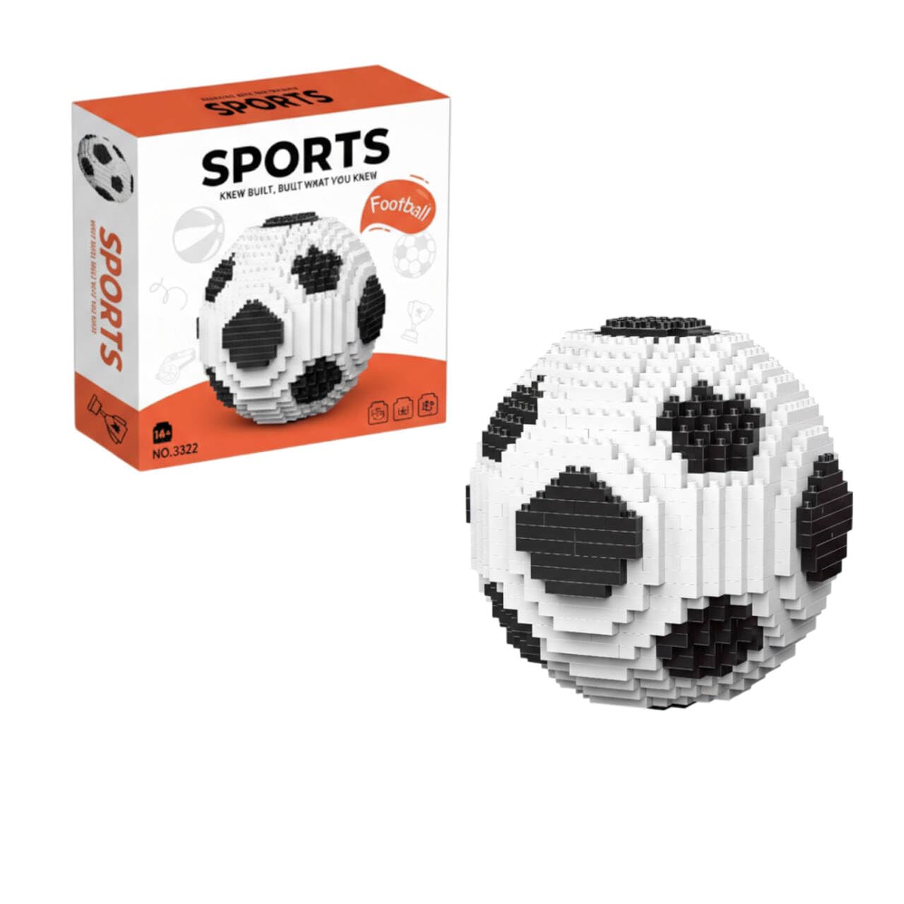 Professional Soccer Building BlocksSet, Classic Black and White Sports Theme Decor