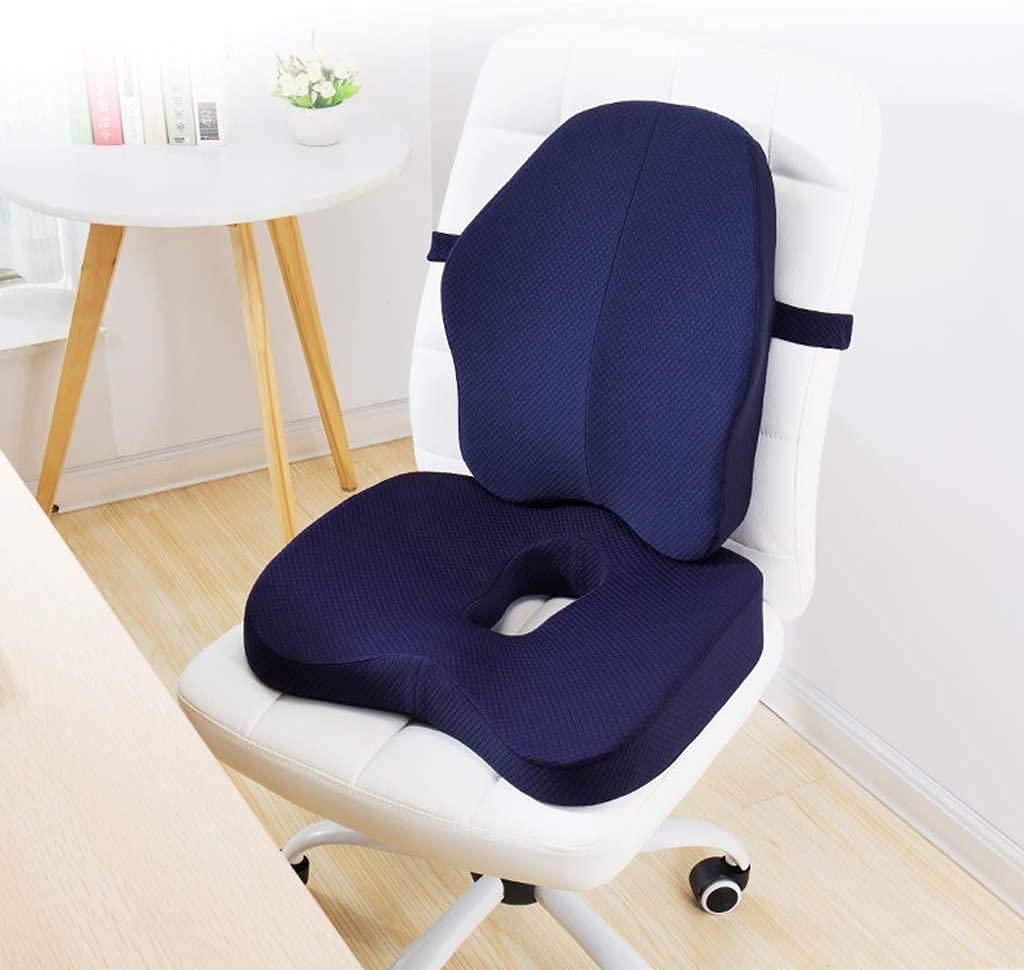 Cojín de Asiento de Espuma de la Memoria de Confort y Almohada Lumbar para aliviar el Dolor de Espalda, Conjunto de 2